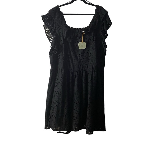 RYEGRASS Black Eyelet Ruffle Dress - Picture 1 of 8